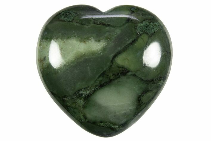 1.7" Polished Brecciated Green Dolomite Hearts - California - Photo 1